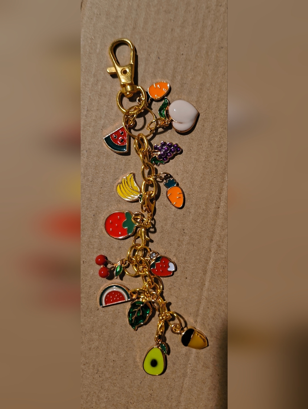 Gold-Tone Fruitastic Bag Charm/ Keychain/ Zipper Pull